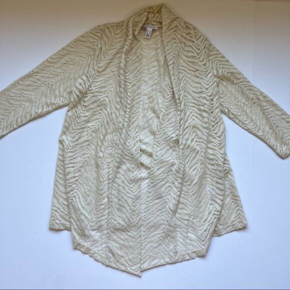 Susan Graver Eyelet ivory Hi Low Cardigan Size Small - Picture 1 of 6